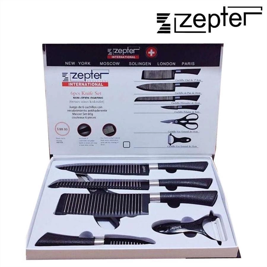 Zepter 6-Piece Stainless Steel Knife Set (NB0110) – Premium Chef Kitchen Knives, High-Quality Imported Cutlery Set for Home & Professional Cooking