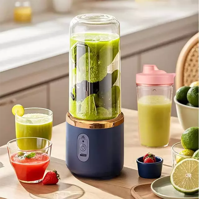 Portable Mini Blender 400ml – USB Rechargeable Personal Juice & Smoothie Mixer, 6 Blades for Shakes, Travel, Car, Gym & Baby Food