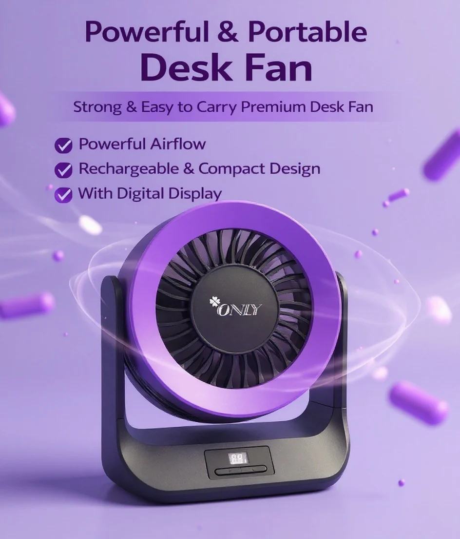 Rechargeable Turbo Air Circulation Fan – High Speed Portable Cooling Fan
